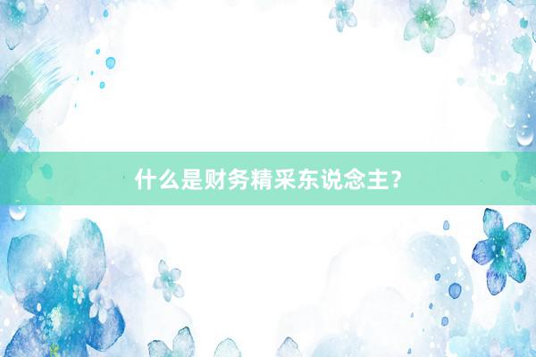 什么是财务精采东说念主？