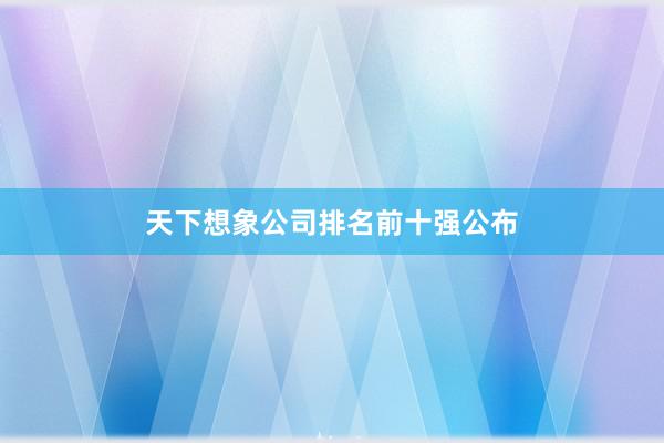 天下想象公司排名前十强公布